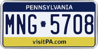 PA license plate MNG5708