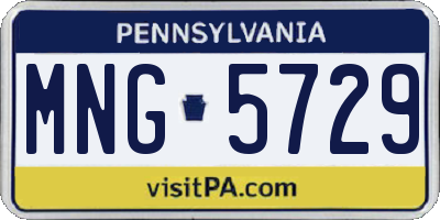 PA license plate MNG5729