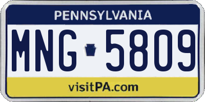 PA license plate MNG5809