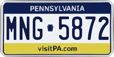 PA license plate MNG5872