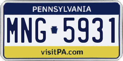 PA license plate MNG5931
