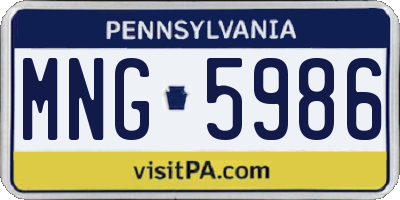 PA license plate MNG5986