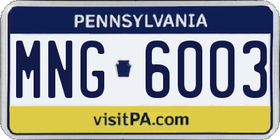 PA license plate MNG6003