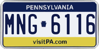 PA license plate MNG6116