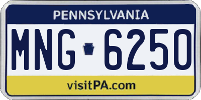 PA license plate MNG6250