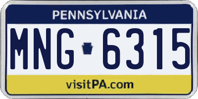 PA license plate MNG6315