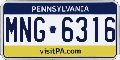 PA license plate MNG6316