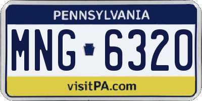 PA license plate MNG6320