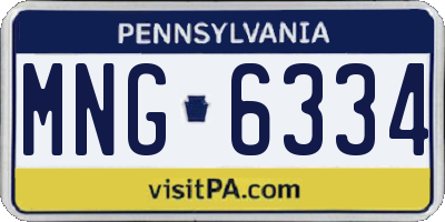 PA license plate MNG6334
