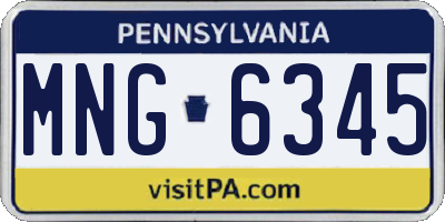 PA license plate MNG6345