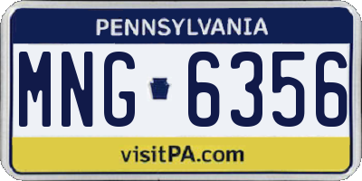 PA license plate MNG6356