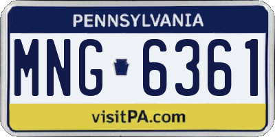 PA license plate MNG6361