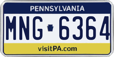 PA license plate MNG6364