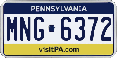 PA license plate MNG6372
