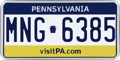 PA license plate MNG6385