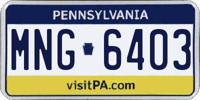 PA license plate MNG6403