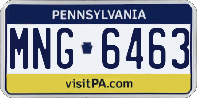 PA license plate MNG6463