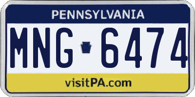 PA license plate MNG6474