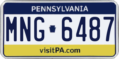 PA license plate MNG6487