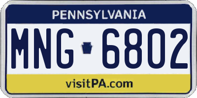 PA license plate MNG6802