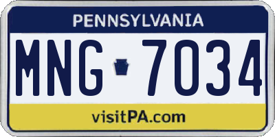 PA license plate MNG7034