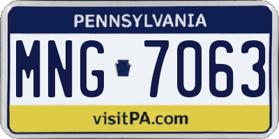 PA license plate MNG7063