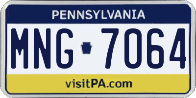 PA license plate MNG7064