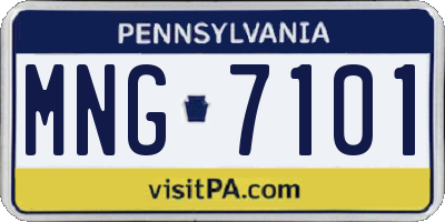 PA license plate MNG7101