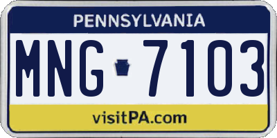 PA license plate MNG7103
