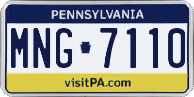 PA license plate MNG7110
