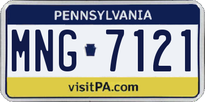 PA license plate MNG7121