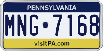 PA license plate MNG7168