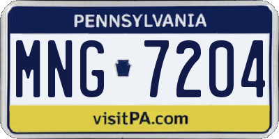 PA license plate MNG7204
