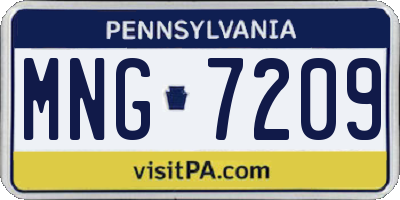 PA license plate MNG7209