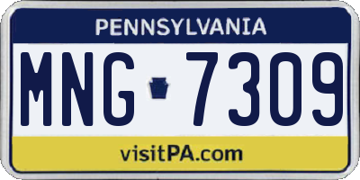 PA license plate MNG7309
