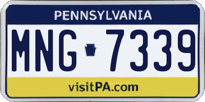 PA license plate MNG7339