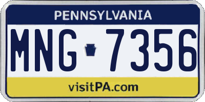 PA license plate MNG7356