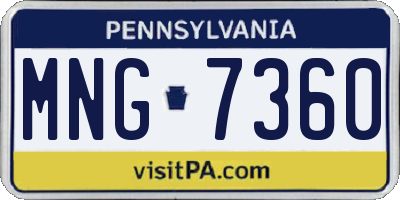 PA license plate MNG7360