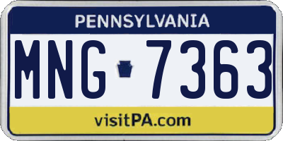 PA license plate MNG7363