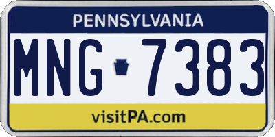 PA license plate MNG7383