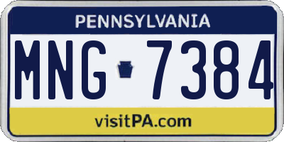 PA license plate MNG7384
