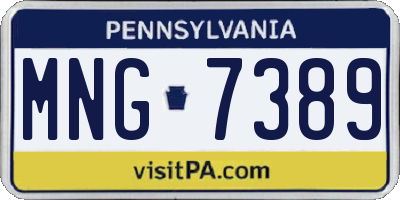 PA license plate MNG7389