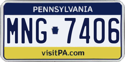 PA license plate MNG7406