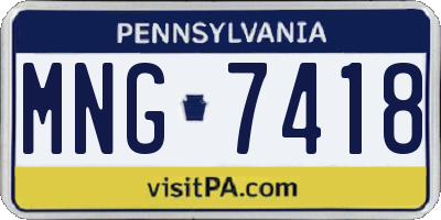 PA license plate MNG7418