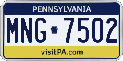 PA license plate MNG7502