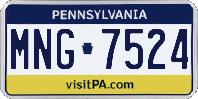 PA license plate MNG7524
