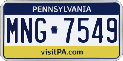 PA license plate MNG7549