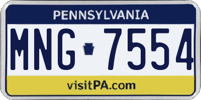 PA license plate MNG7554