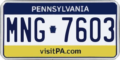 PA license plate MNG7603