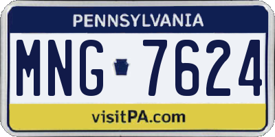 PA license plate MNG7624